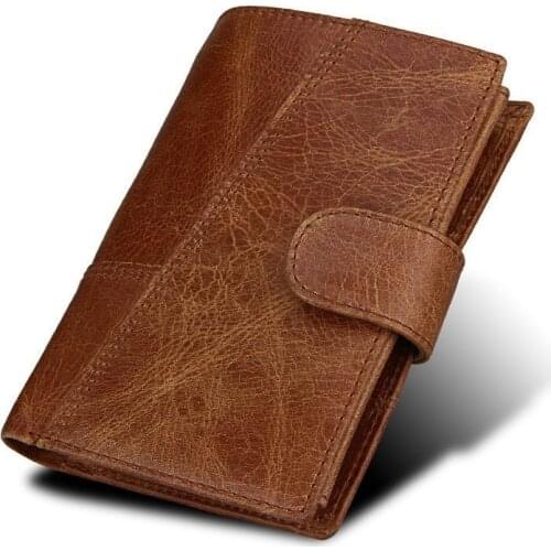 Top Quality Men Wallet Cowhide Genuine Leather Wallets Coin Purse Clutch Hasp Card Holder Retro Short Wallet