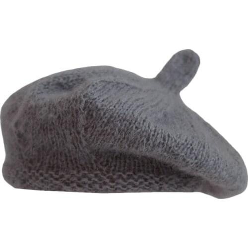 W3JF Newborn Photography Props Hand-woven Soft Mohair Beret Solid Color Baby Hat Photo Shooting Accessories