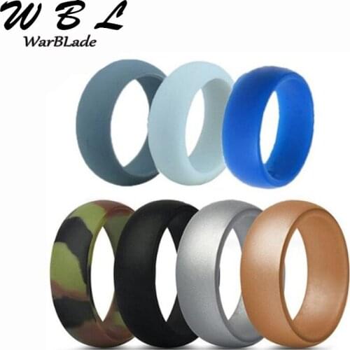 WBL New 7pcs/set Hypoallergenic Crossfit Flexible Rubber Rings 8mm Silicone Finger Rings 6-12 Size For Men Women Wedding Gift
