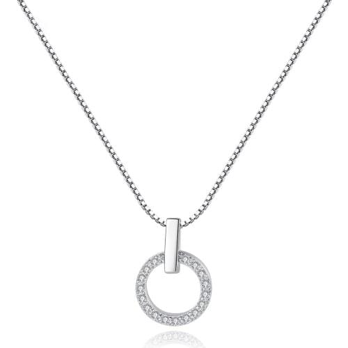 S925 Sterling Silver Box Chain Pendant with 3A Zircon Simple Temperament All-match Womens Necklace