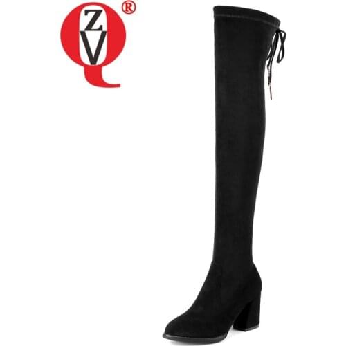 ZVQ Women winter Fashion New Style High boots Mature soft Round Toe Good Qualtiy working Shoes Solid color Suede