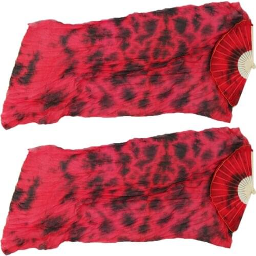 1.8m Long Belly Dance 100% Silk Bamboo Fan Veil 1 Pair (left+right) 5 Colors