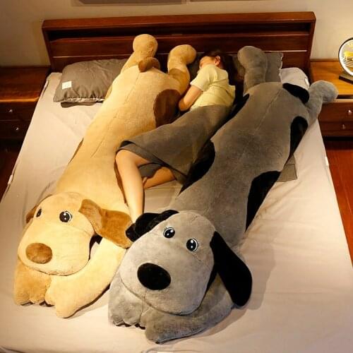 110/130cm New Style Lying Dog Plush Toys Cute Stuffed Animal Long Pillow Cushion Doll Child Kids Baby Christmas Girl