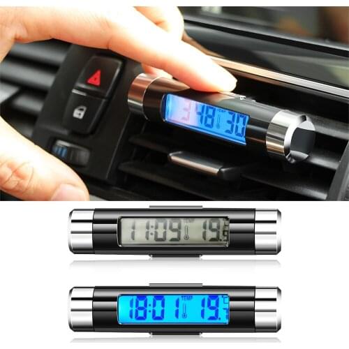 2 in 1 Car Digital LCD Clock Electronic Thermometer for peugeot 206 207 307 308 407 508 for Mitsubishi asx lancer outlander