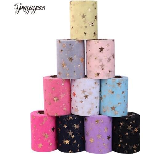 25Yard 6cm and 10cm Star Glitter Tulle Roll Wedding Decoration Tulle Fabric Tutu Dress DIY Organza Baby Shower Party Supplies