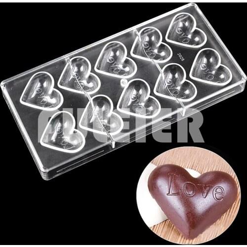 3D Heart Shape Polycarbonate Chocolate Mold For Baking Pastry Bonbon Candy Mould Confectionery Tool Bakeware