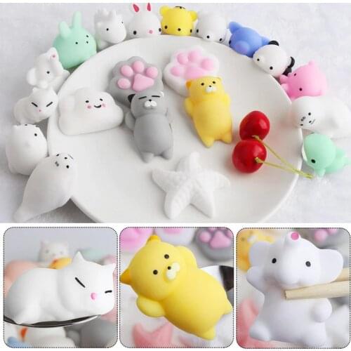 5/10Pcs Cute Mochi Squishy Slow Rising Squeeze Antistress Toys For Children Adult Kawaii Animal Stress Relief Toys All Different