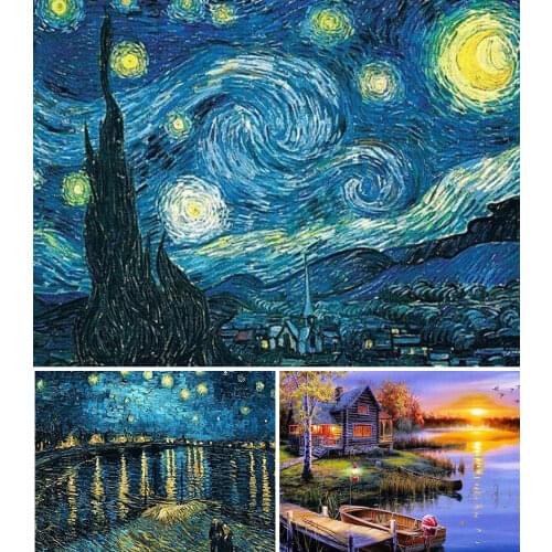 DIY 5D Diamond Painting Night Picture Cross Stitch Kit Diamond Embroidery Abstract Mosaic Art Diamond Setting Home Decor