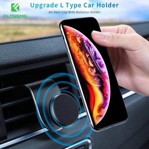 FLOVEME Phone Car Holder L-Shape Air Outlet Mount Magnetic Phone Holder For Samsung Xiaomi Huawei Magnet For iPhone Mobile Stand