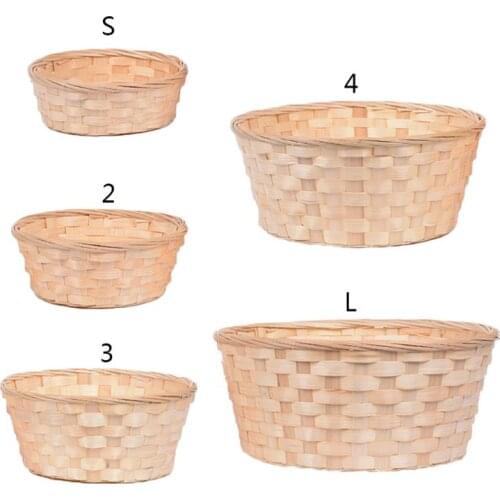 Bamboo Woven Bread Basket Fruit Vegetables Egg Storage Basketry Snacks Container 449C