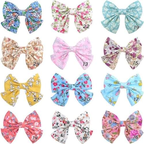 36Pcs Colorful Bowknot BB Hair Clips For Cute Girls Boutique Cotton Barrette Handmade Hairpin Headwear Kids Hair Accessories