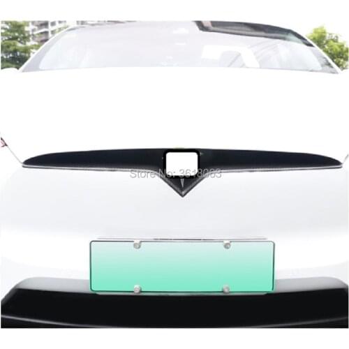 For Tesla Model X 2016 2017 2018 2019 Carbon Fiber Front Hood Center Mesh Grille Cover Frame Strip Trim Car Styling Accessories