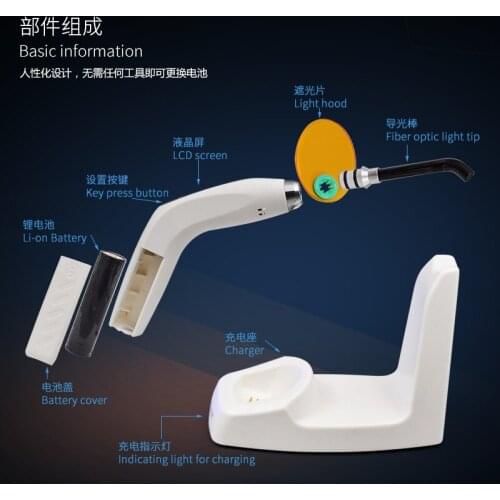 Jerry Blue White Light Dental led curing light With Caries detector LCD screen display