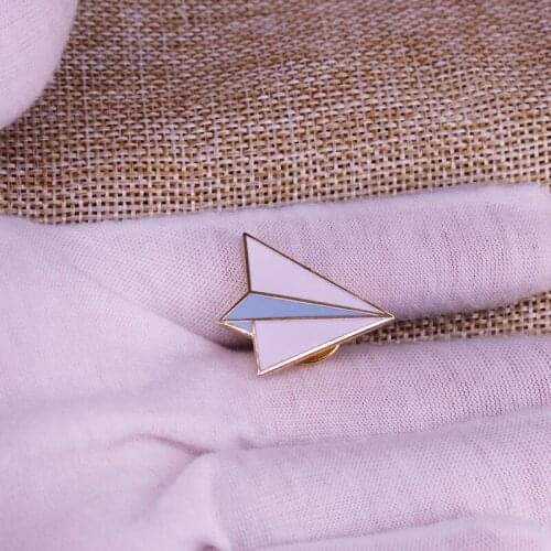 Paper plane enamel pin Origami brooch kids Jewelry gift