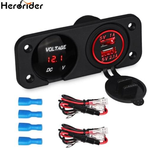Herorider Marine Toggle Rocker Switch Panel Boat Car Charger DC12V-24V LED Panel Digital Voltage Meter Display Voltmeter