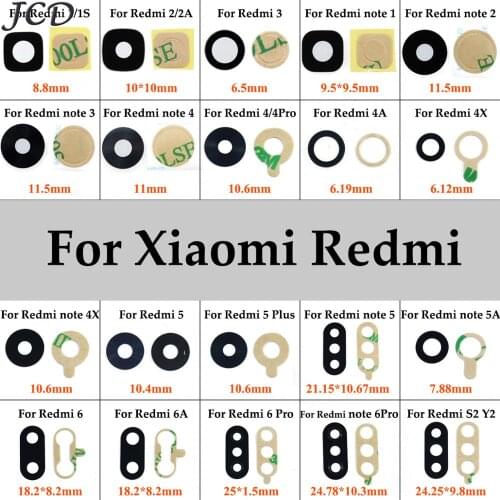 JCD Rear Back Camera Glass Lens Cover For Xiaomi Redmi 6A note 6 Pro S2 Y2 2 3 4 4X 5 5A with Ahesive Sticker Replacement Parts