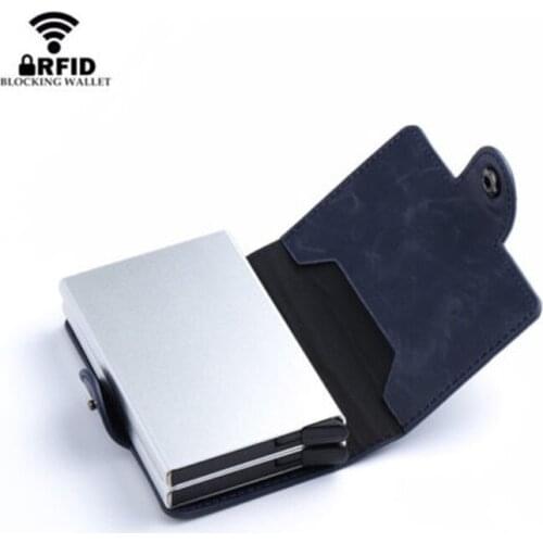 New RFID Protect Blocking Wallet Anti-theft Card Box Double Layer Push-pull Automatic Card Holder