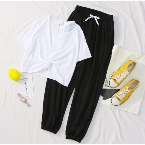 Summer Pajamas Cute Home Suit for Womens Long Pant Female Solid Color Casual Cotton Homewear Sleepwear Sets Outfit Homewear