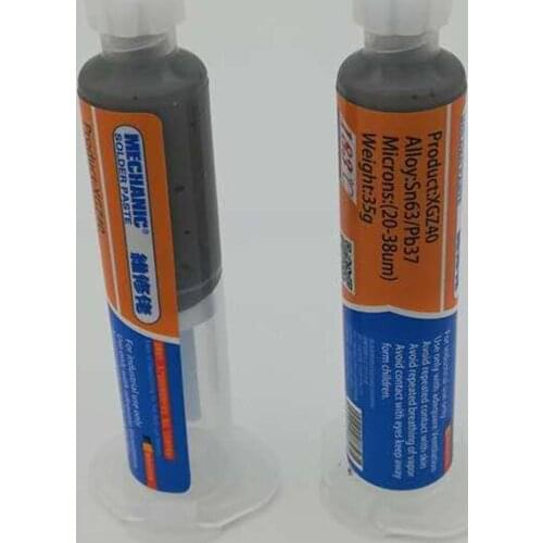 Mechanic Paste Flux 10CC Tin Soldering XG-Z40 Sn63/Pb37 25-45um with Syringe for Mobile Phone SMD PCB Repair Soldering Paste