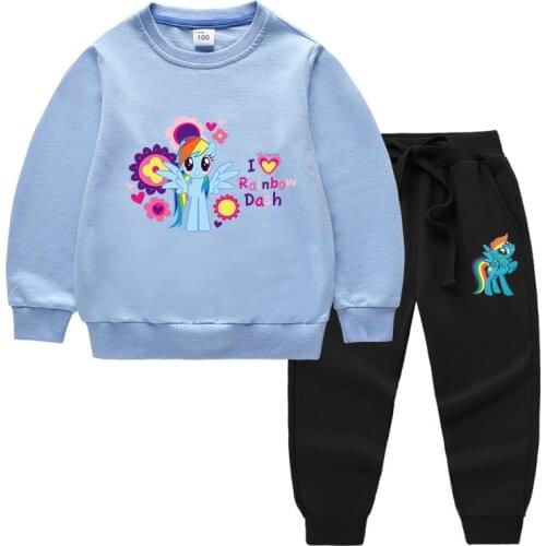My Little Pony Fashion Summer Autumn Tracksuit Suit Boy and Girl Pullovers Pants Two Piece Set Kids Sportswear Clothing