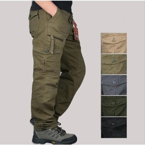 Mens Cotton Casual Trousers Menswear Cargo Pants Overalls Multiple Pockets Mens Casual Pants Men Trouser Cargo Pants Men