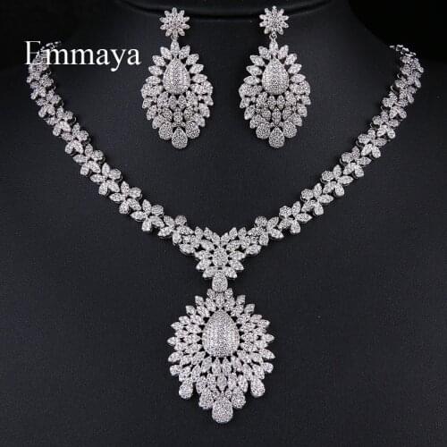 Emmaya Exaggerated Style Bridal Jewelry Set AAA CZ Necklace And Earring Attractive Dress-up For Women&Girls Shiny Gift