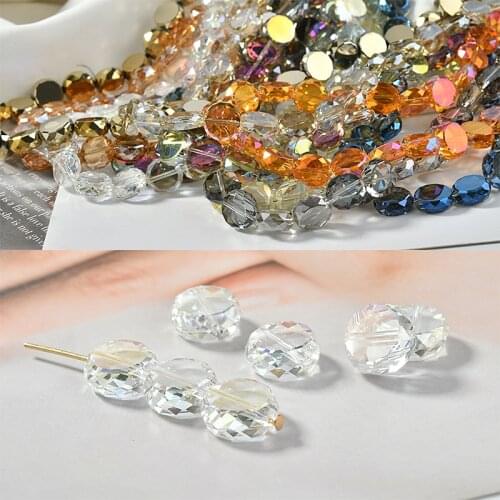 Transparent Split Surface Crystal Straight Hole Circle Flat Beads DIY Earrings Bracelet Necklace Ornament Material Accessories