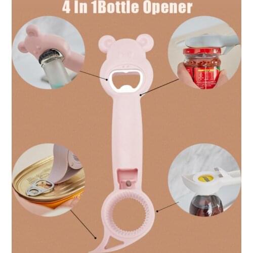 Portable Beer Bottle Opener Stainless Steel 4 In 1 Multipurpose Bar Tool Manual Can Opener Kitchen Bar Tools Drink Opening