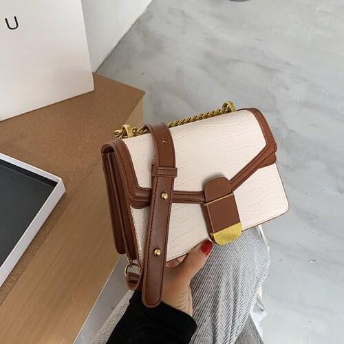 S.IKRR Designer Contrast Color Small PU Leather Crossbody Bags for Women 2020 Trend Shoulder Handbags Branded Womens Hand Bag