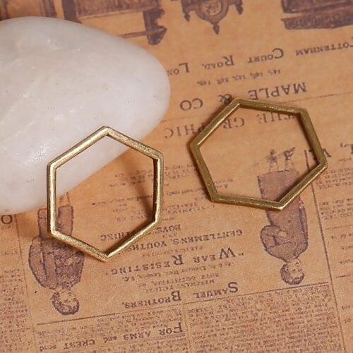 Honeycomb Hexagon Hollow Connectors Zinc Based Alloy Antique Bronze Color 23mm x 20mm For DIY Jewelry Making, 20 PCs