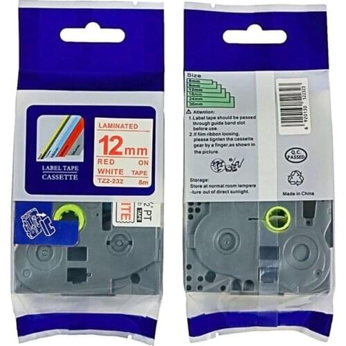 Compatible P-touch Label Maker Tape Tz232 Tze232 Red on White Tz Tapes