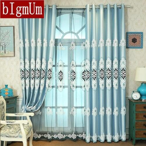BIgmUm Modern Luxury Curtains for Living Room Embroidered Lace Hollow Polyester Tulle Curtain Window Curtain Home Textile