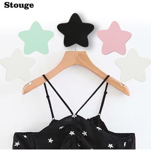 Stouge 1PC INS Hot Sale Clothes Towel Wall Hook Kids Room Decoration Hanging Hooks Wooden Star Clothes Rack Clothing Hanger Hook