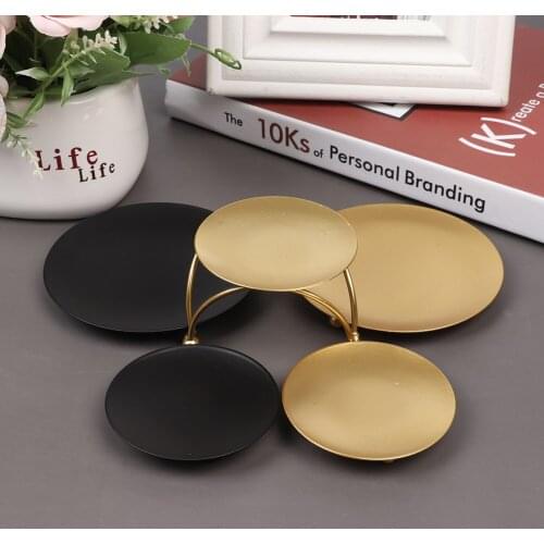 Iron Black Gold Plated Candle Holders Pillar Metal Plate For Wedding Party Festival Portavelas Candelabra Art Gift Home Decor