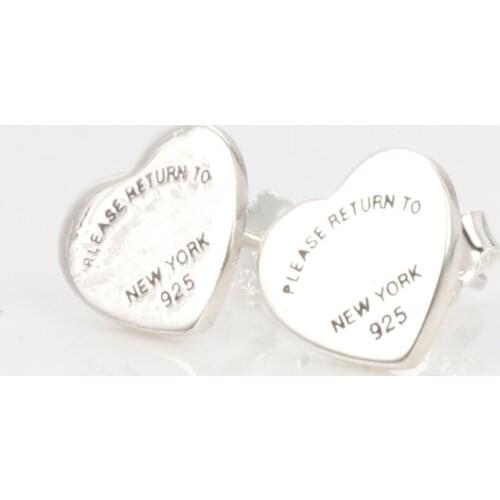 Simple Classic Female Earrings 11mm Heart & White Cubic Zircon 925 Sterling Silver Wedding Jewelry Earring for Women Girl