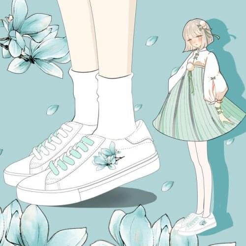 Spring Autumn New Flowers Print Fashion Women Shoes Ladies Casual Vulcanized Shoes Retro White Ladies Flats Shoes Women Sneakers