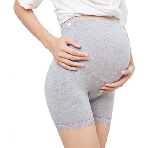 Women Lace High-waisted Boxer Safety Premama Clothes Shorts Female Pants For Pregnant Maternity Solid Elastic Trousers Sexy