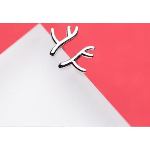 MloveAcc Brand 100% 925 Sterling Silver Cute Elk Antlers Stud Earrings Women Girls Fashion Silver Brincos