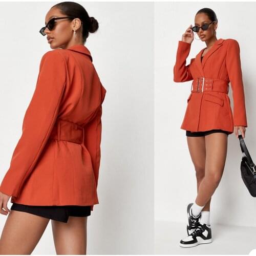 Chic Latest Women Suits Casual Style Peaked Lapel Blazer With Belt Office Lady Streetwear Sexy Daily Pocket Coat 1 Pieces