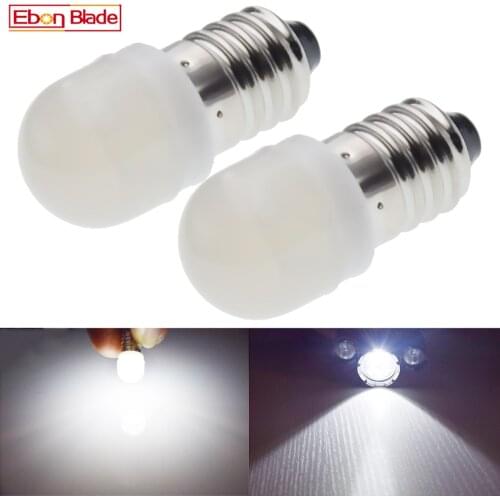 2/4 Pcs E10 1447 5630 Chips 2 SMD Led Flashlight Replacement Bulb Emergency Work light 6V DC 6 Volt Screw White 6000k