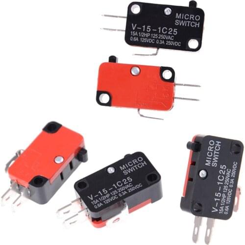 5pcs/lot 250V 16A Microwave Oven Door Arcade Cherry Push Button SPDT 1 NO 1 NC Micro Switch V-15-1C25