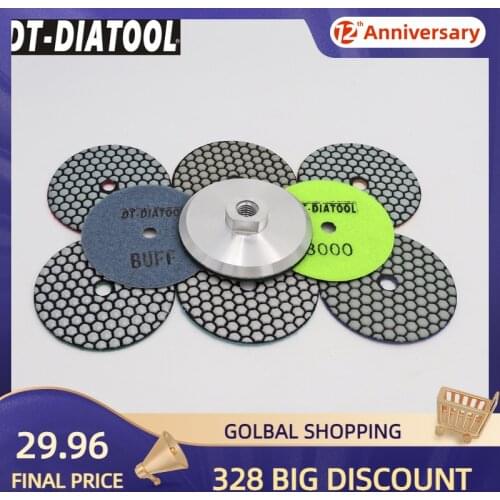 9pcs/set Dia 4"/100mm Flexible Diamond Dry Polishing Pads Resin Bond Sanding Disc For Granite Marble