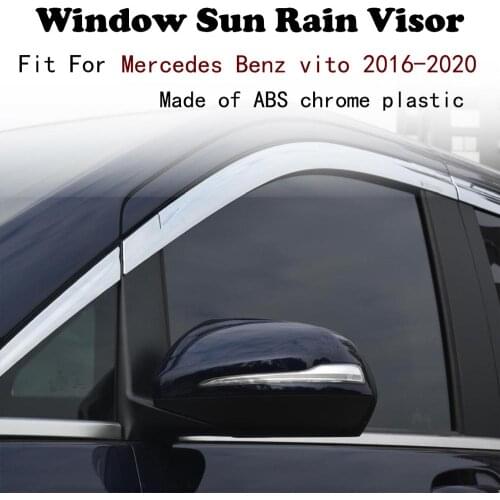 ABS Chrome plastic Window Visor Vent Shades Sun Rain Guard car accessories For Mercedes Benz vito 2016-2020