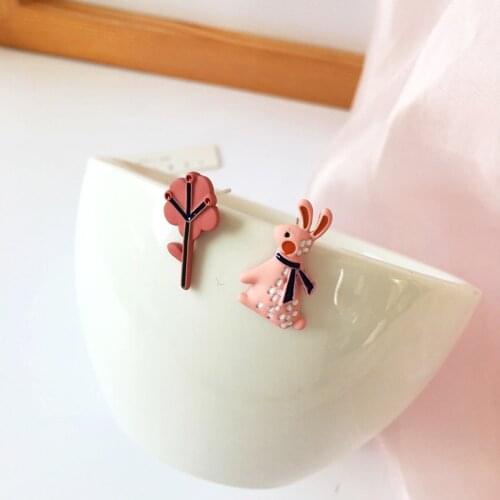 Contracted Asymmetric Forest Rabbit Earrings Female Cute Animals Deserve To Act The Role Of