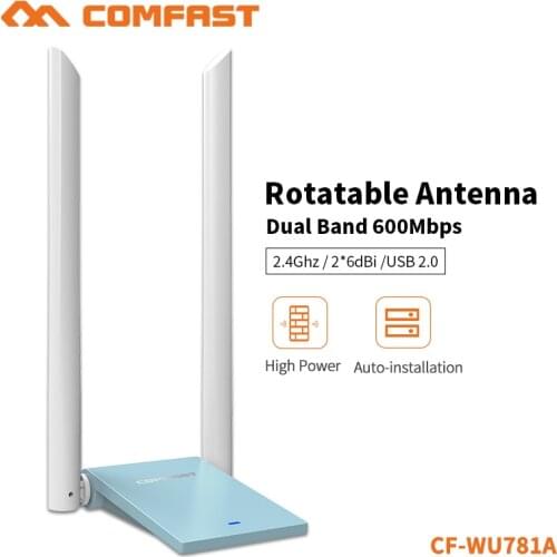 COMFAST 600Mbps Dual Band Through-wall Wireless USB Adapter Free Driver 2*6dBi Antenna Support Windows XP/7/8/8.1/10 CF-WU781A