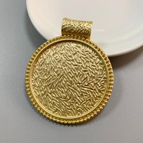 1 Piece Large Matt Gold Boho Bohemia Round Charms Pendants for Necklace Jewellery Making Findings Accessories 72x61mm