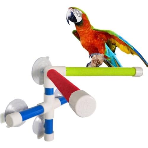 1Pc Birdcage Accessories Decorative Stand Plastic Sucking Disc Bird Parrot Bathing Shower Standing Bar Dual Stick Bracket Toy