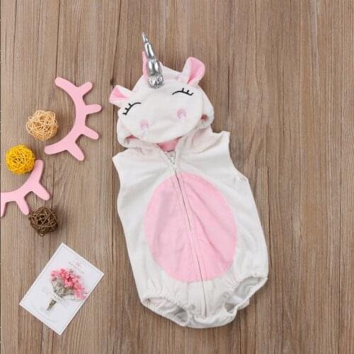 Cute 3D Unicorn Baby Girl Clothes Kids Girls Romper Cotton Hoodies Costume Jumpsuit Outfits Hooded Clothing