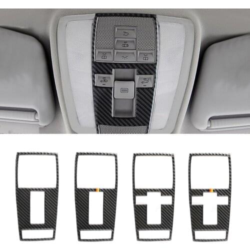 For Mercedes Benz C E Class W204 W212 2010 2011 2012 Carbon Fiber Car Interior Front Reading Light Frame Cover Sticker Trim