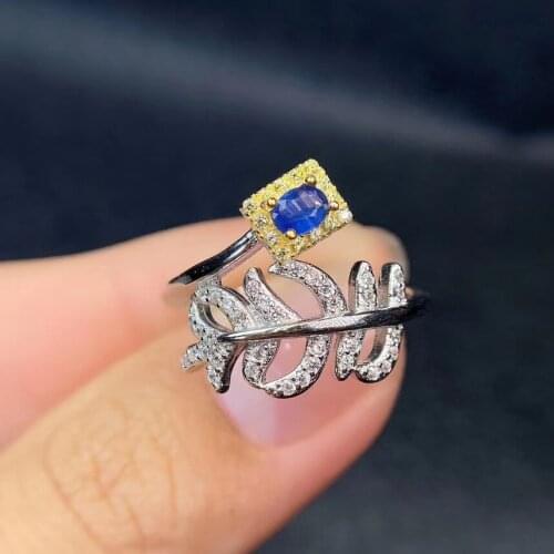 Elegant Natural And Real Sapphire Ring 925 Sterling Silver